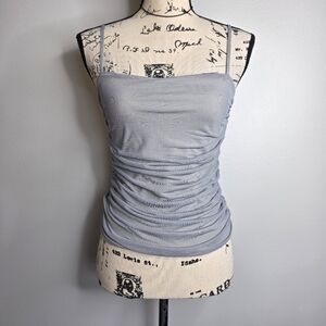 Sisley Made in Italy Ruched Mesh Camisole Top - Gray XS